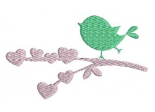 Stickdatei Frühlingsvogel auf Ast